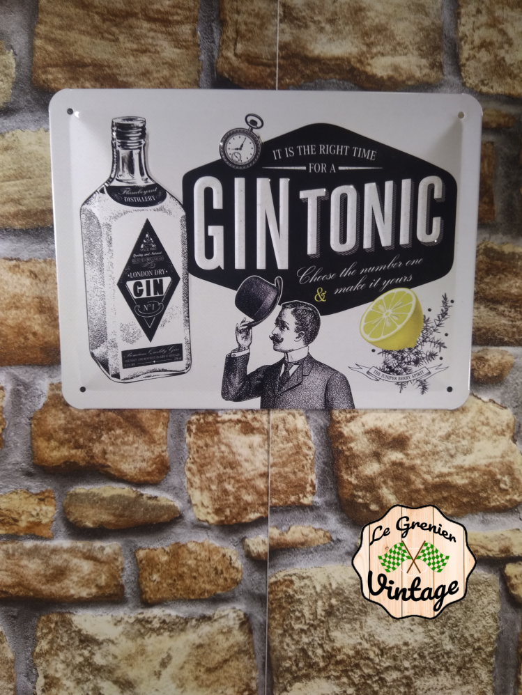 plaque métal bar gin tonic