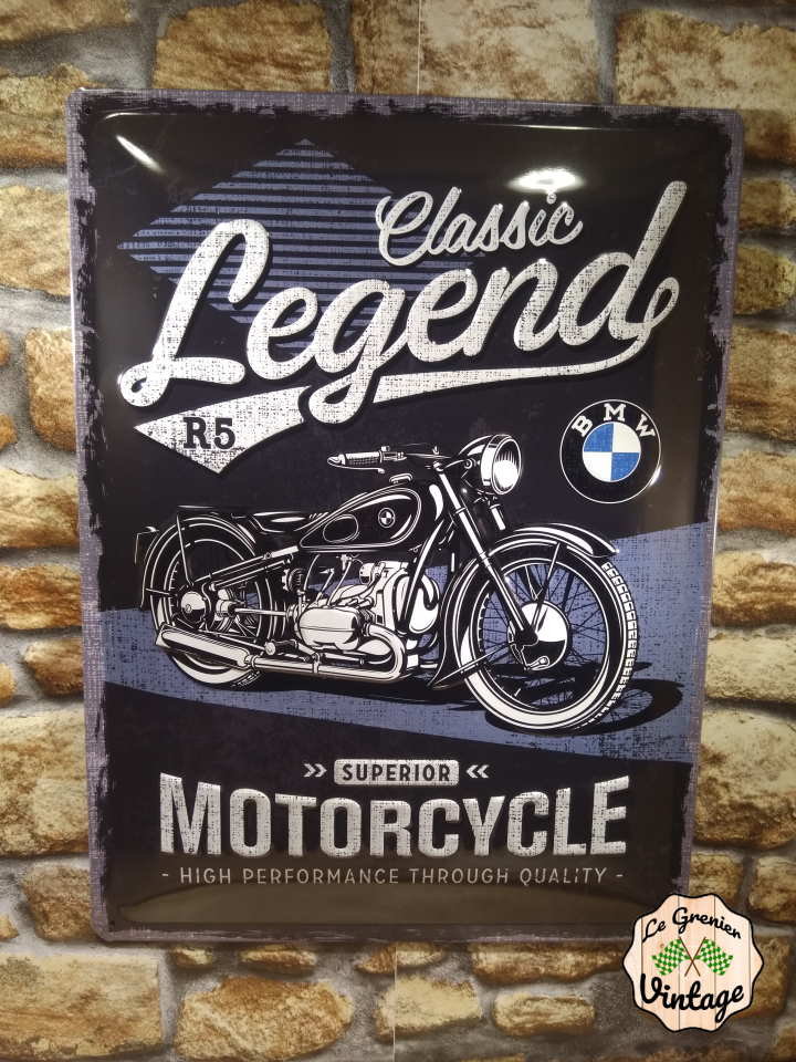 plaque publicitaire bmw moto legend 30x40