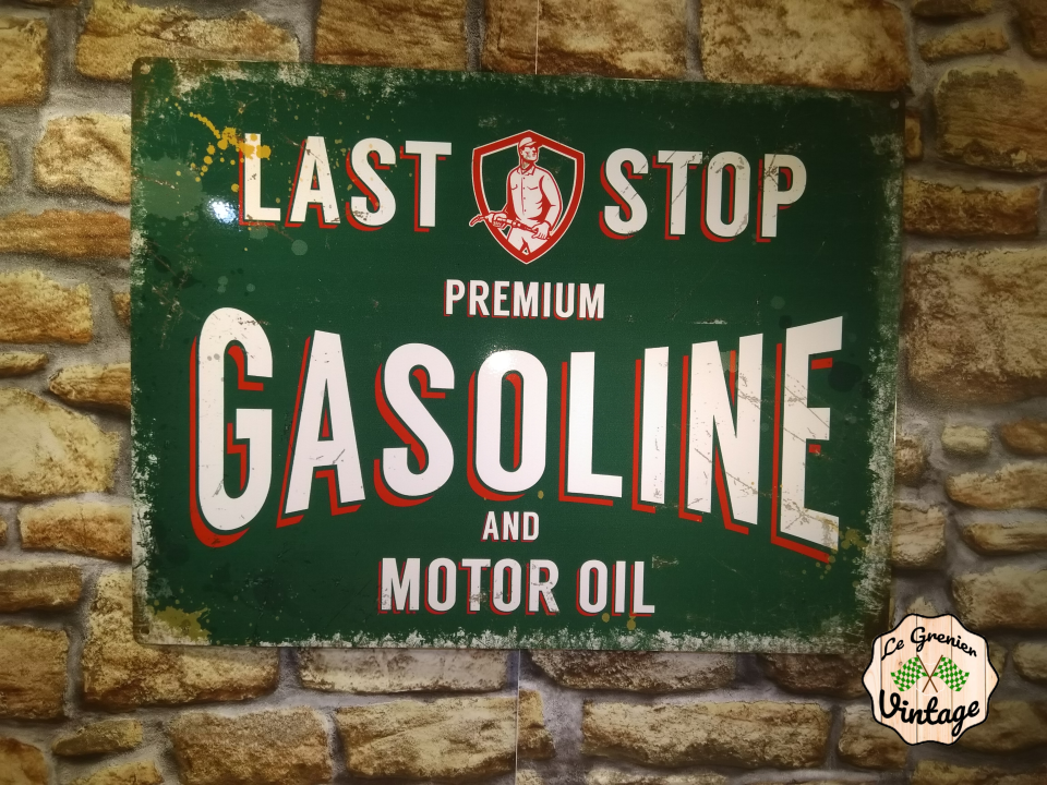 plaque métal gasoline station service vintage