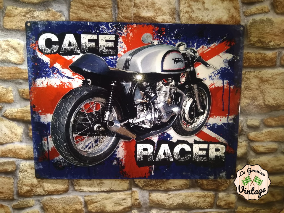 plaque métal moto café racer retro