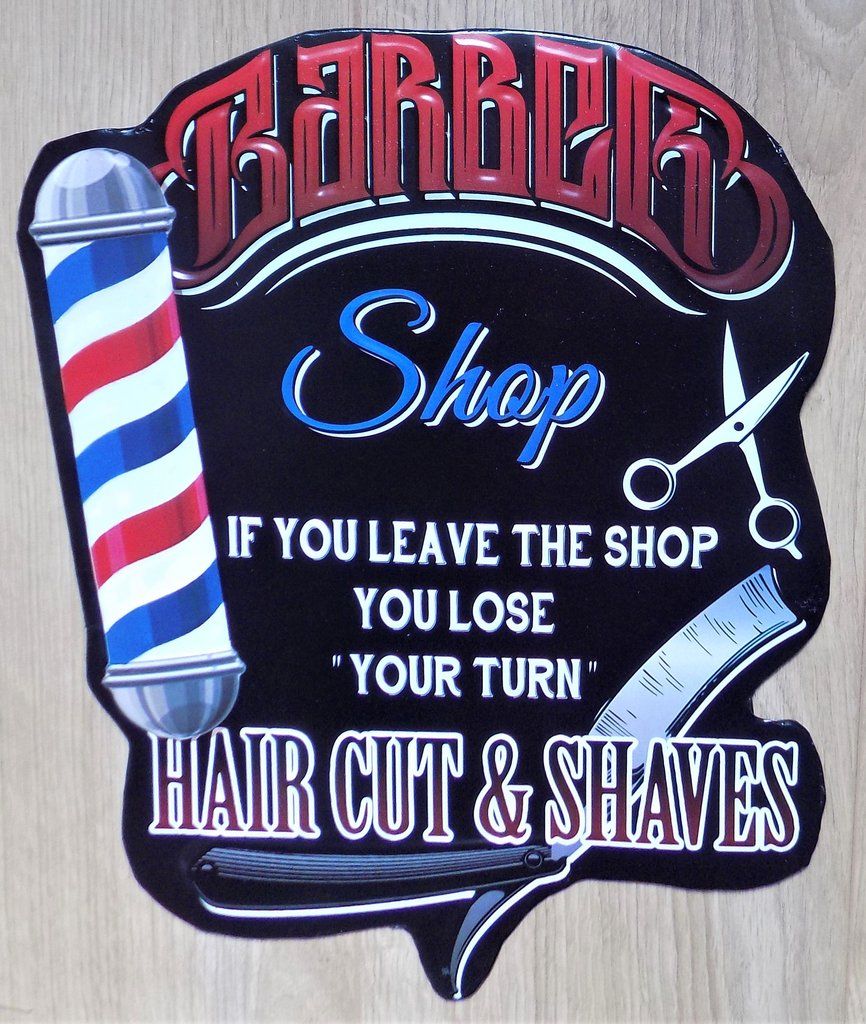plaque métal barber shop