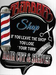 plaque métal relief barber shop