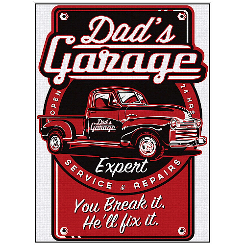 plaque-metal-vintage-dads-garage-rouge