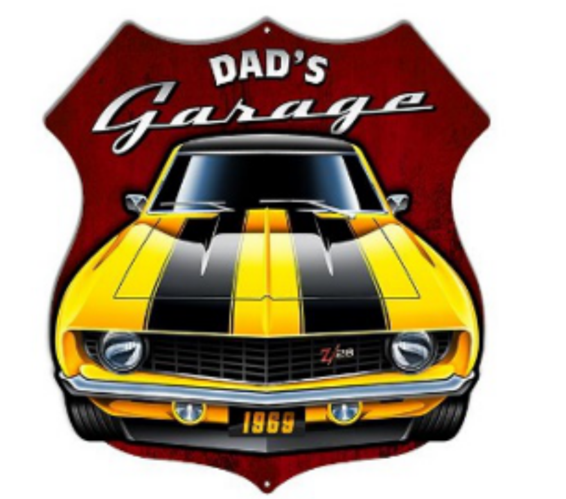 plaque métal dad's garage mustang dodge