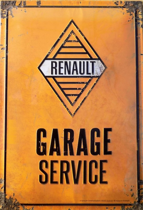 plaque renault garage service vintage émaillée