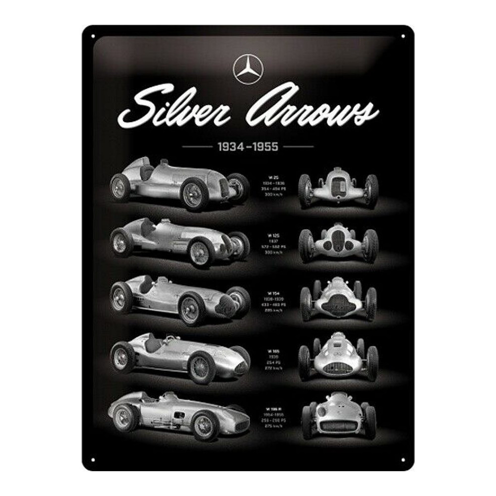 Plaque métal Mercedes Silver Arrow 30 x 40