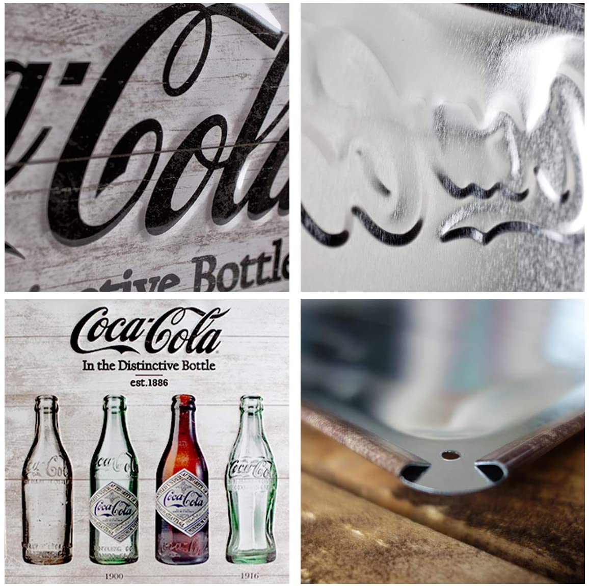 plaque coca-cola bottle timeline design rétro