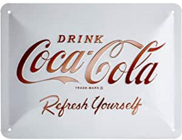 plaque émaillée coca-cola blanche rétro