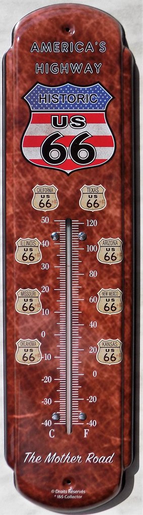thermomètre métal vintage route 66 highway rétro