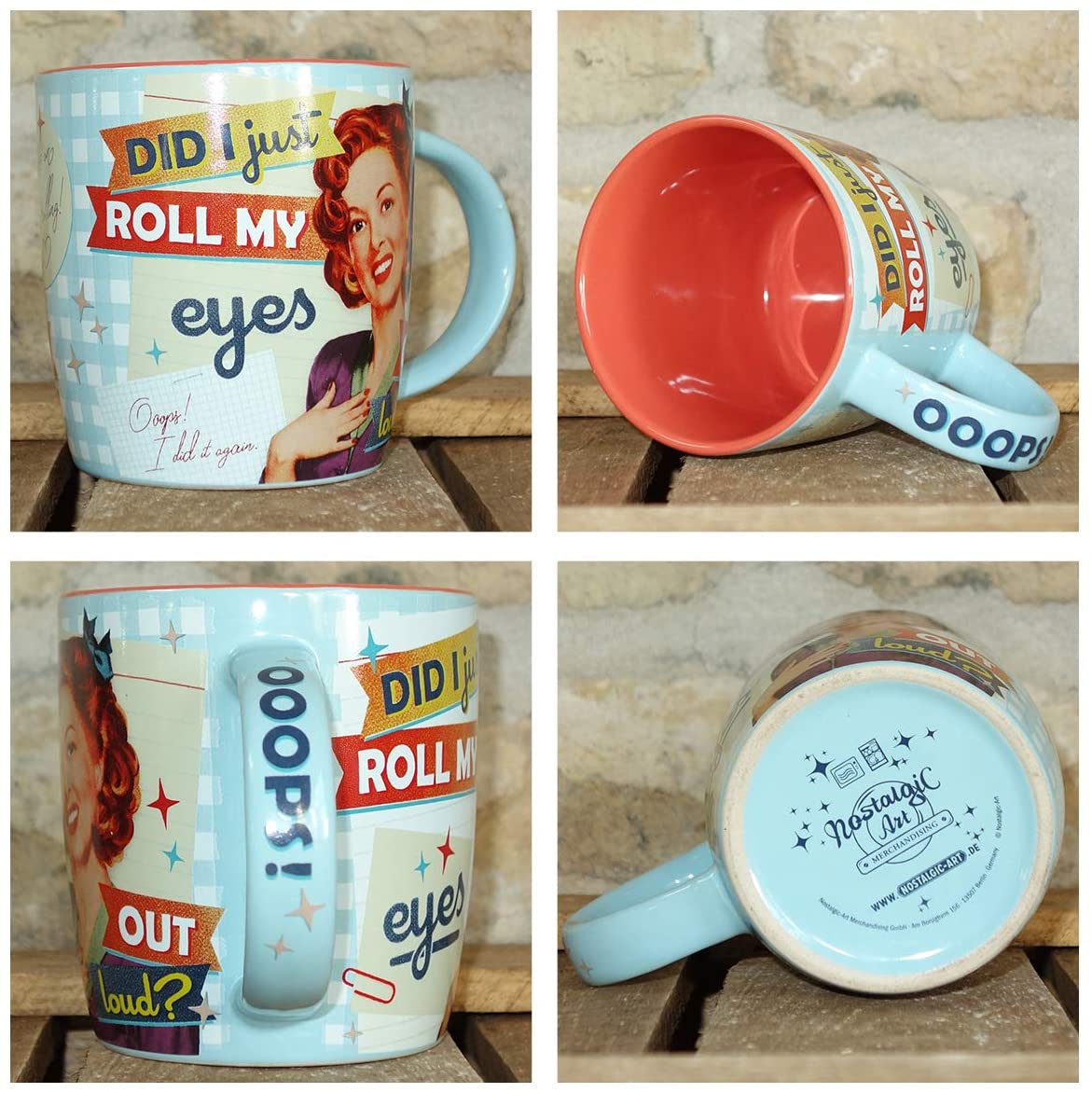 mug vintage céramique roll my eyes