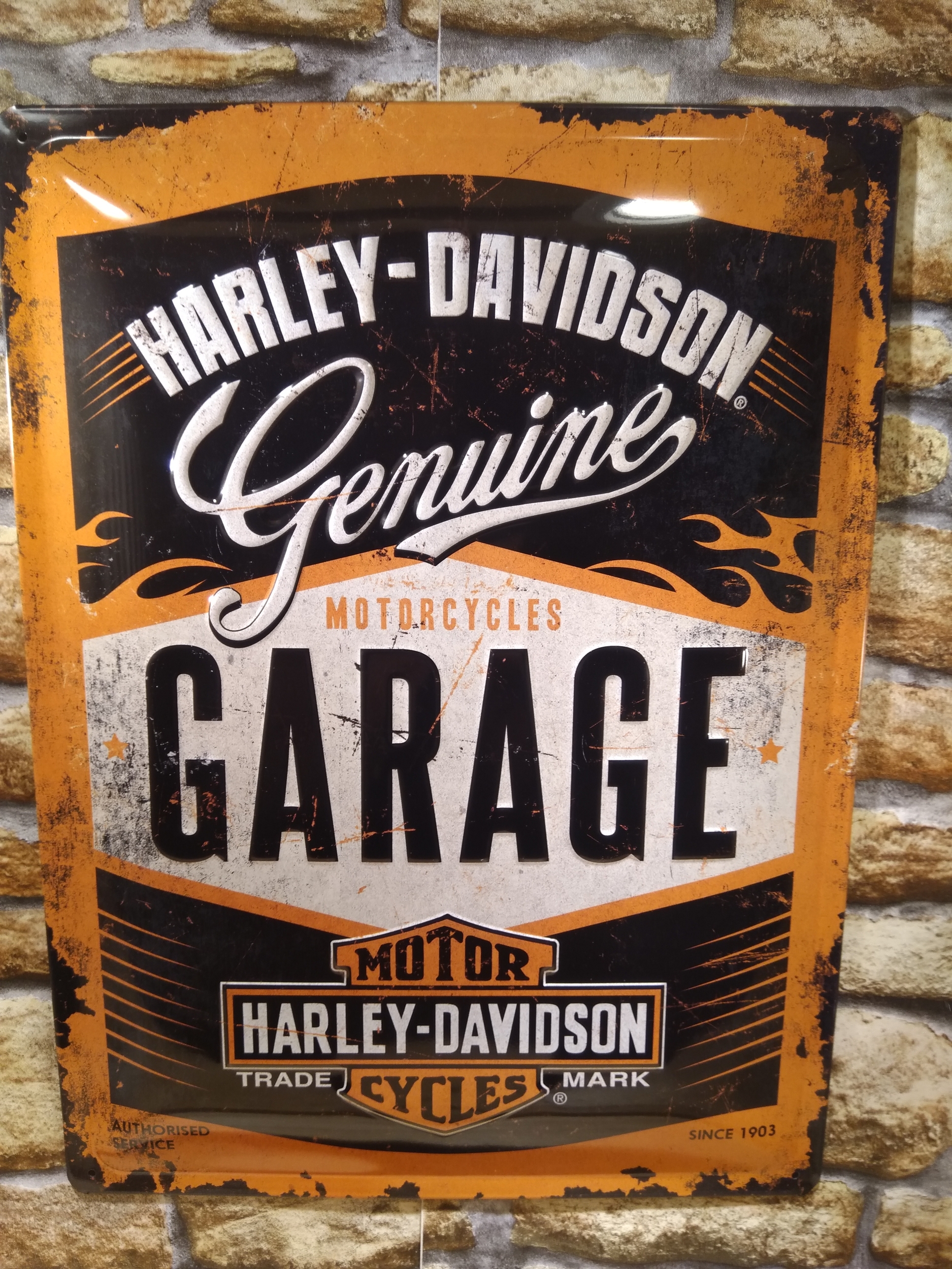 plaque métal harley davidson garage