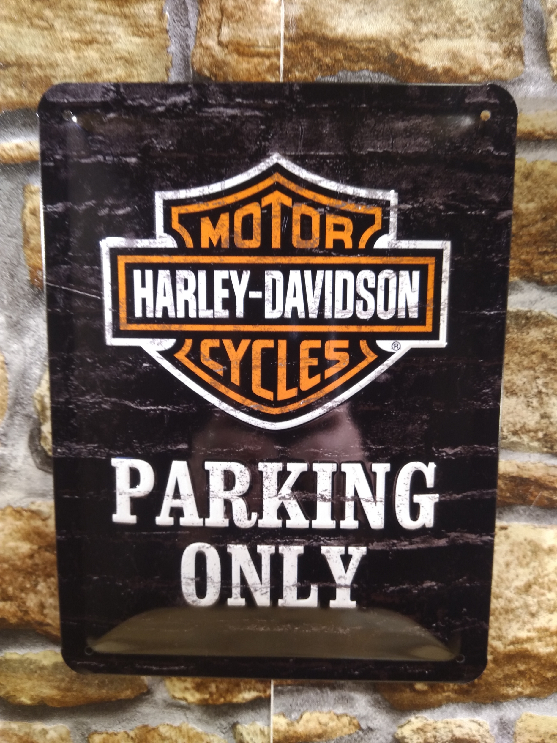 plaque métal parking only harley