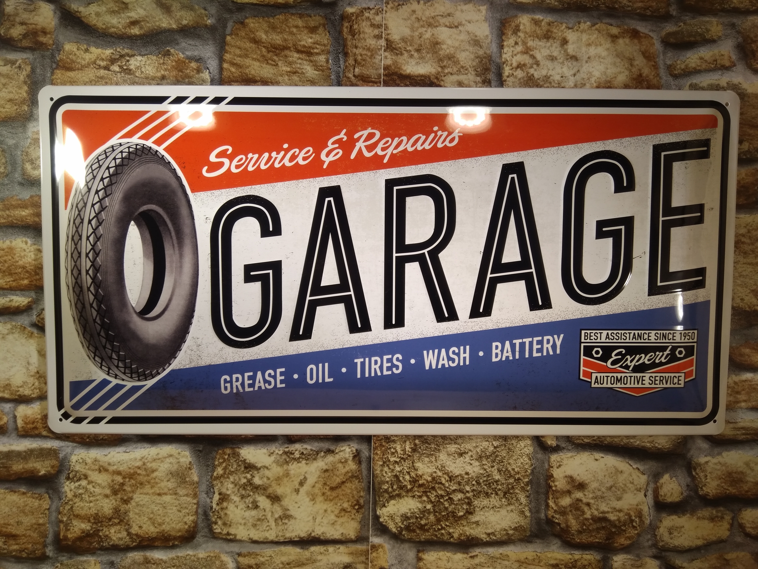 Plaque métal garage 50 x 25 - Garage/Atelier/Les plaques publicitaires -  le-grenier-vintage
