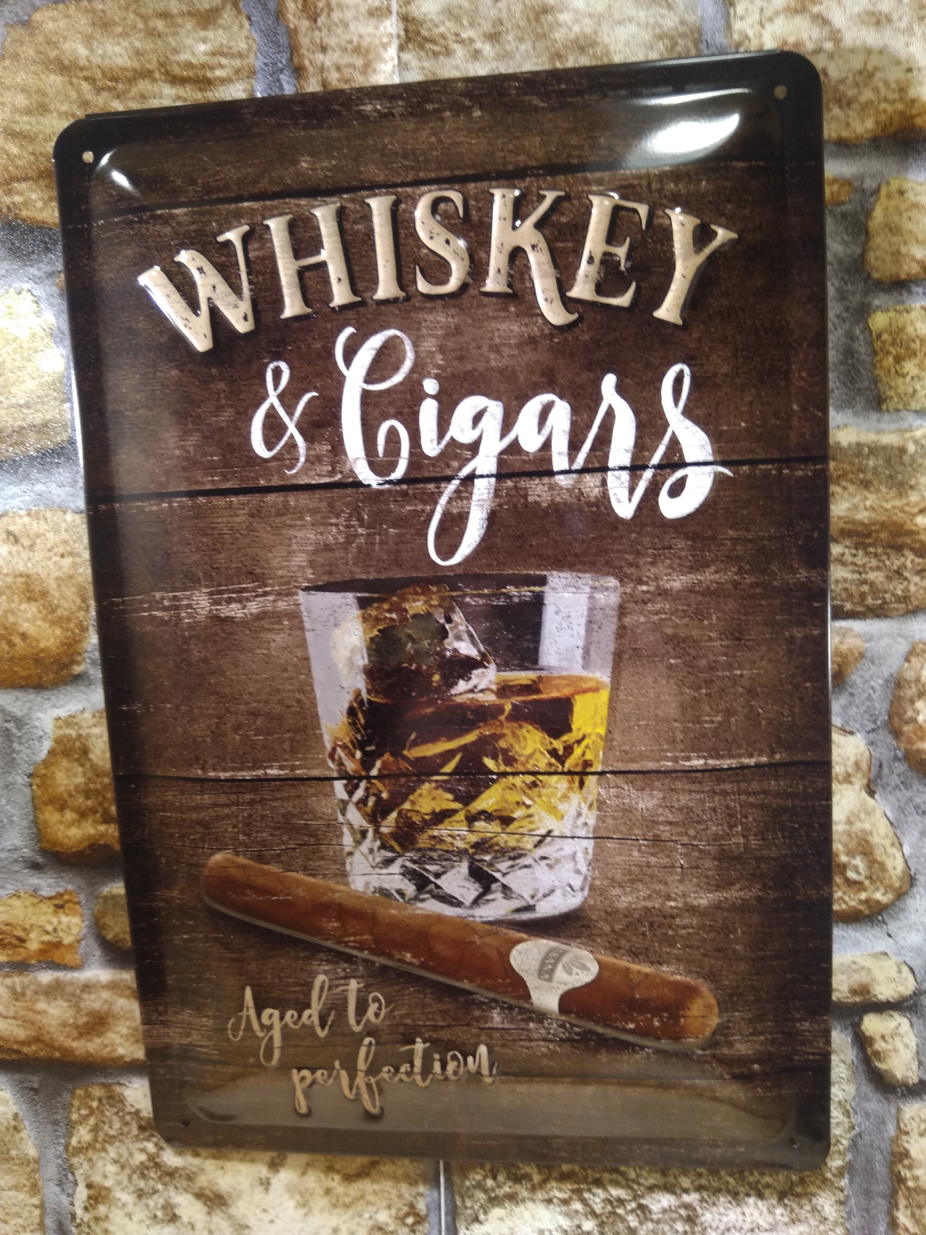 plaque métal publicitaire whiskey et cigars