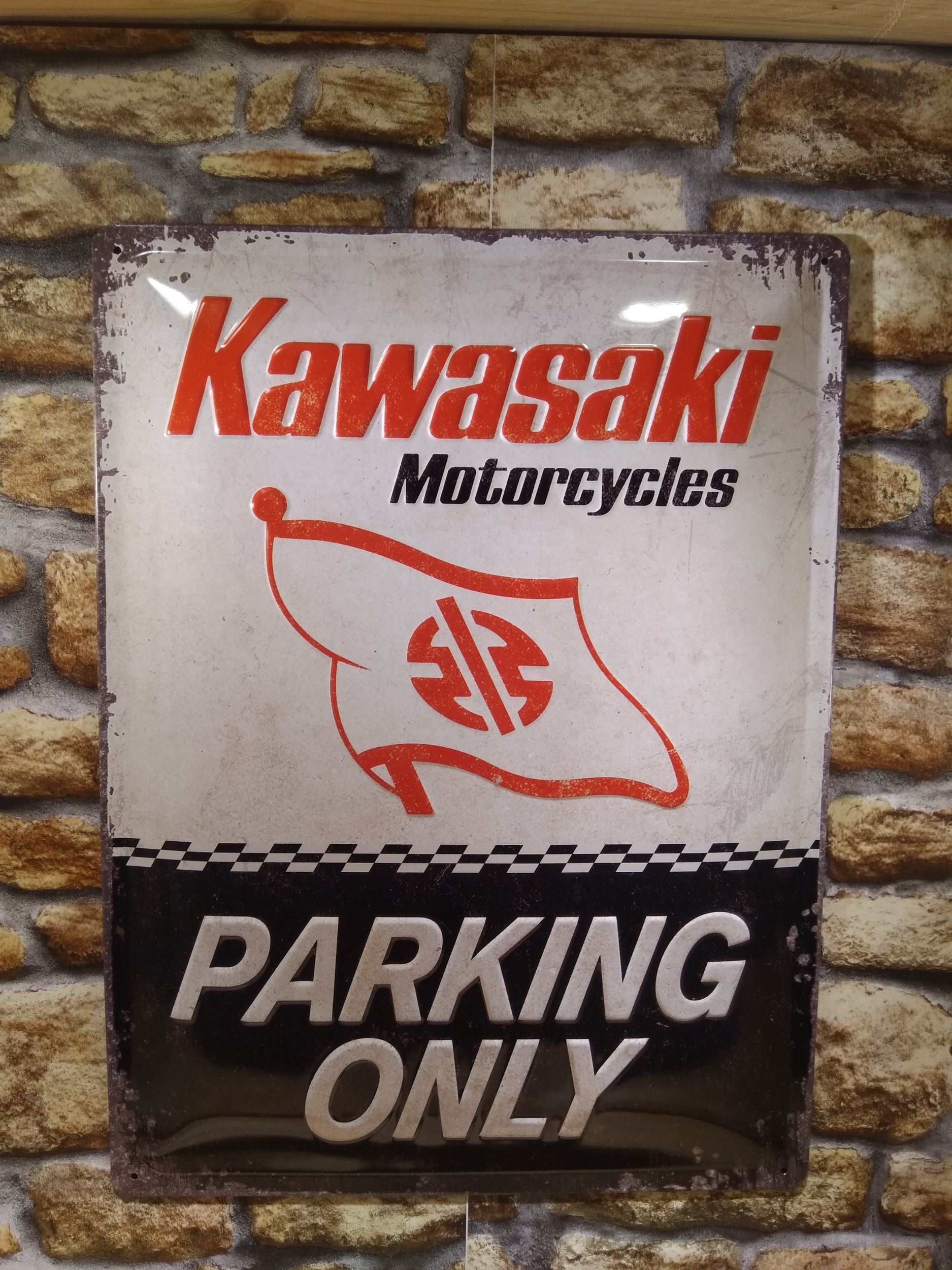 plaque métal déco kawasaki parking only