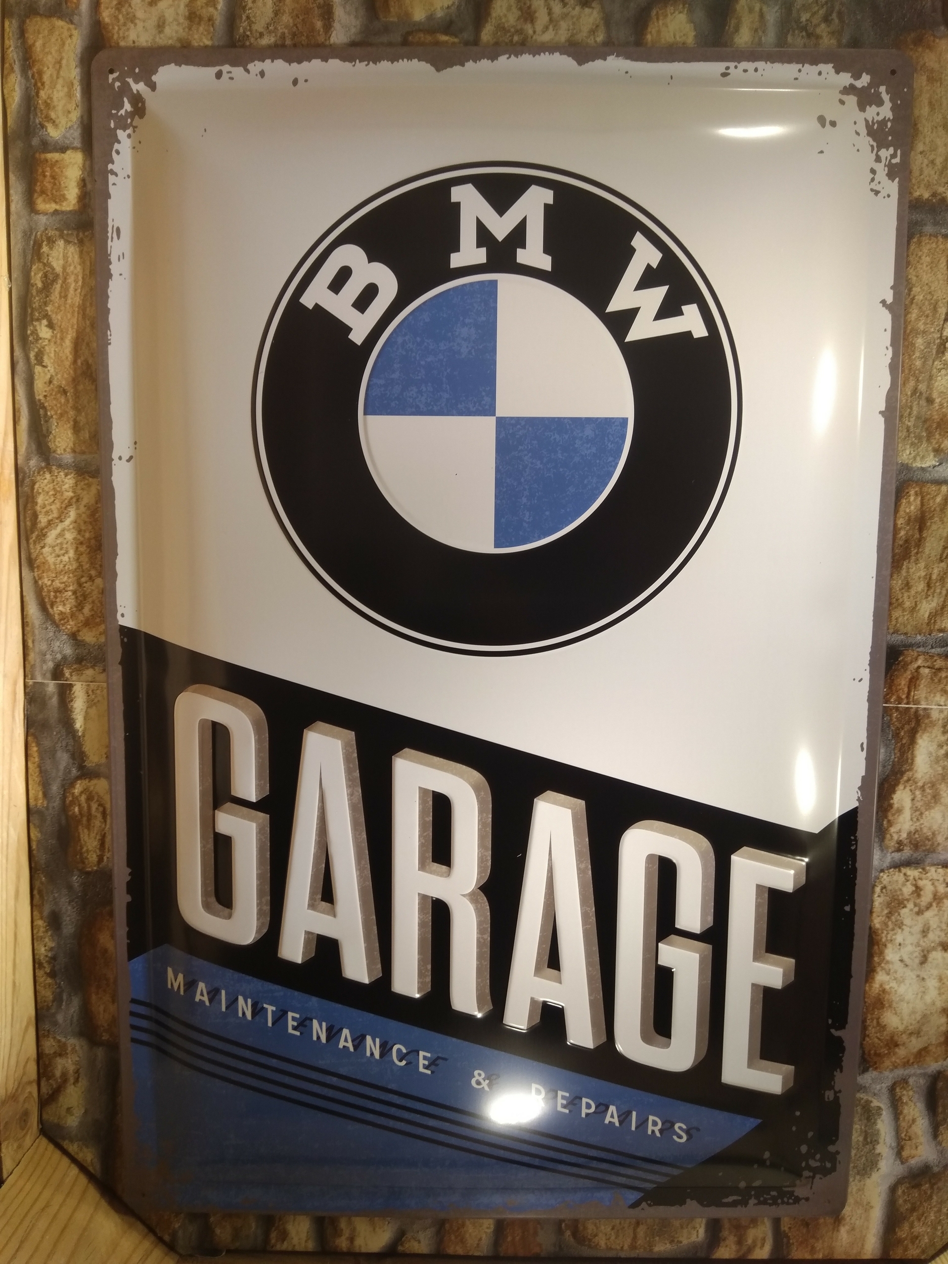 plaque métal bmw garage déco