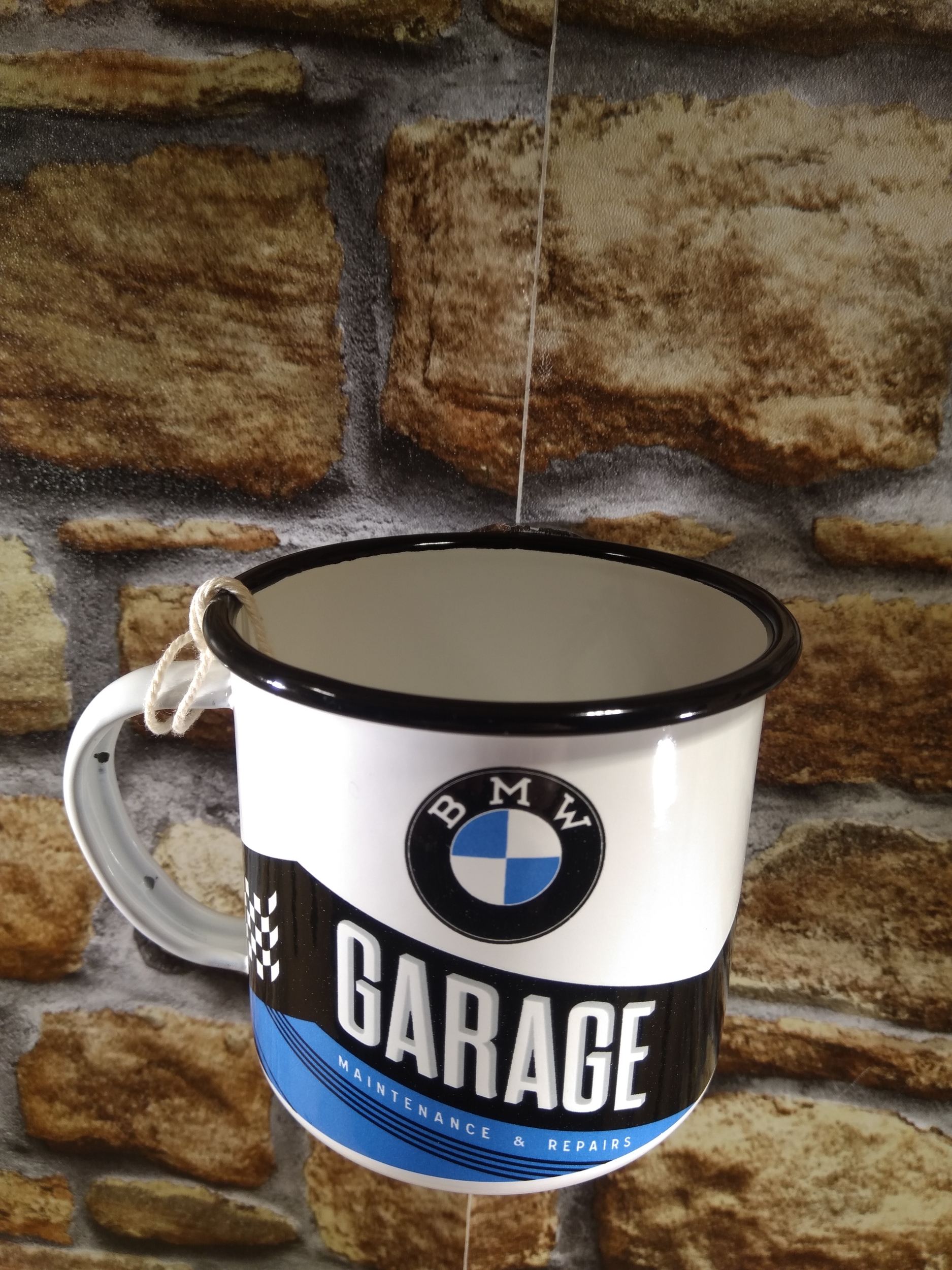 tasse mug émaillé garage bmw