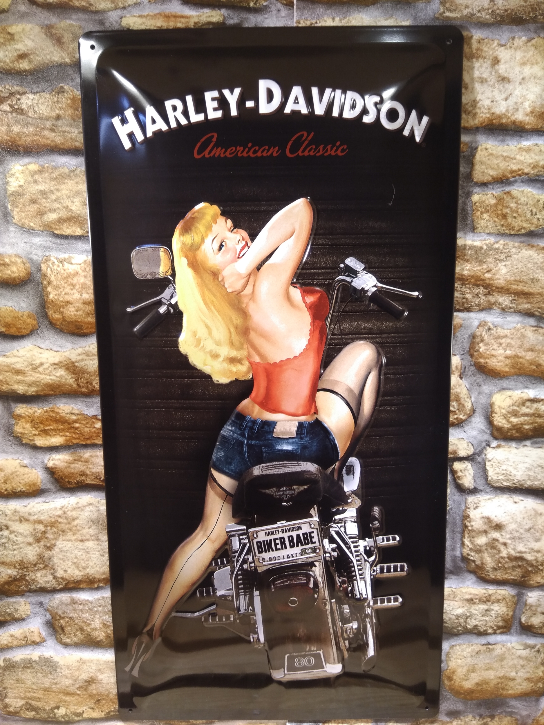 plaque déco harley davidson pin-up