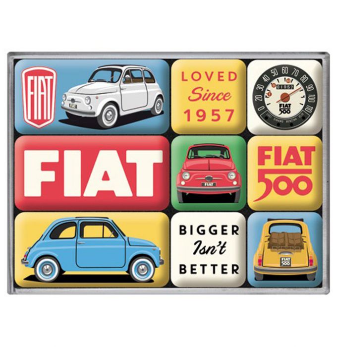 Lot de 9 magnets Fiat 500