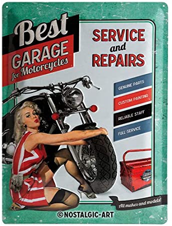 plaque métal vintage best garage for moto