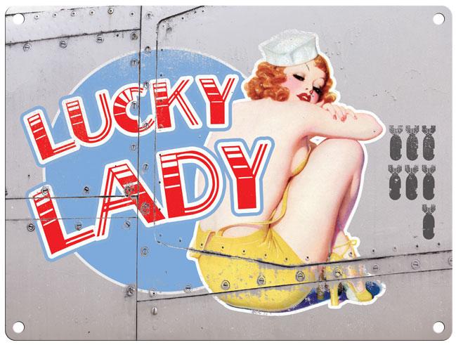 Plaque pin-up Lucky lady 40x30