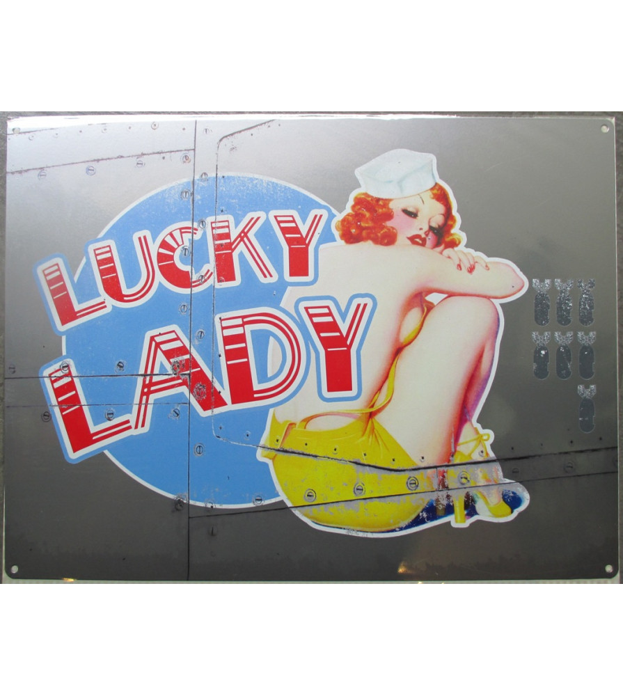 plaque-style-bombardier-pin-up-lucky-lady-tole-40x30cm-metal