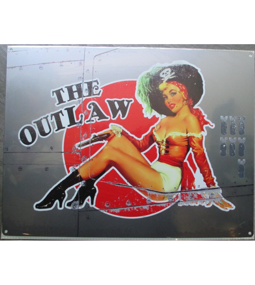 plaque-style-bombardier-pin-up-the-outlaw-tole-40x30cm-metal