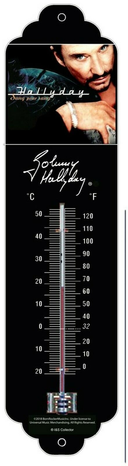 Thermomètre métal Johnny Hallyday