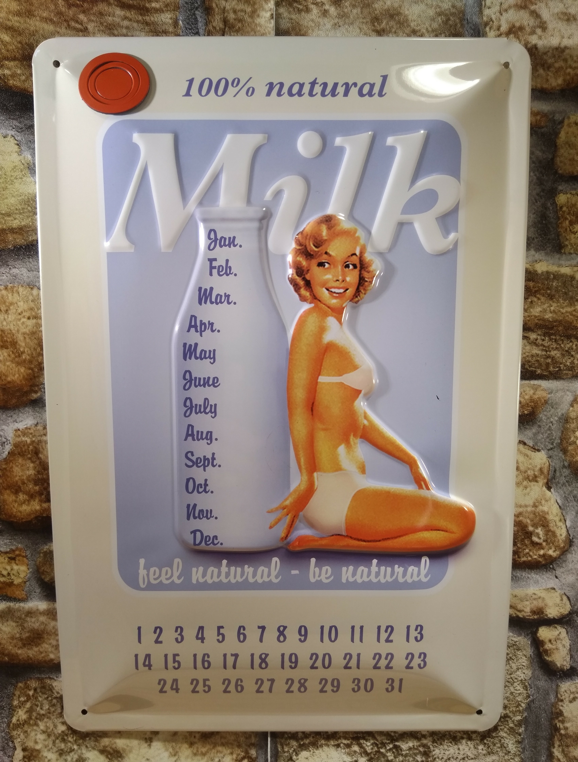 calendrier perpétuel rétro vintage milk pin-up