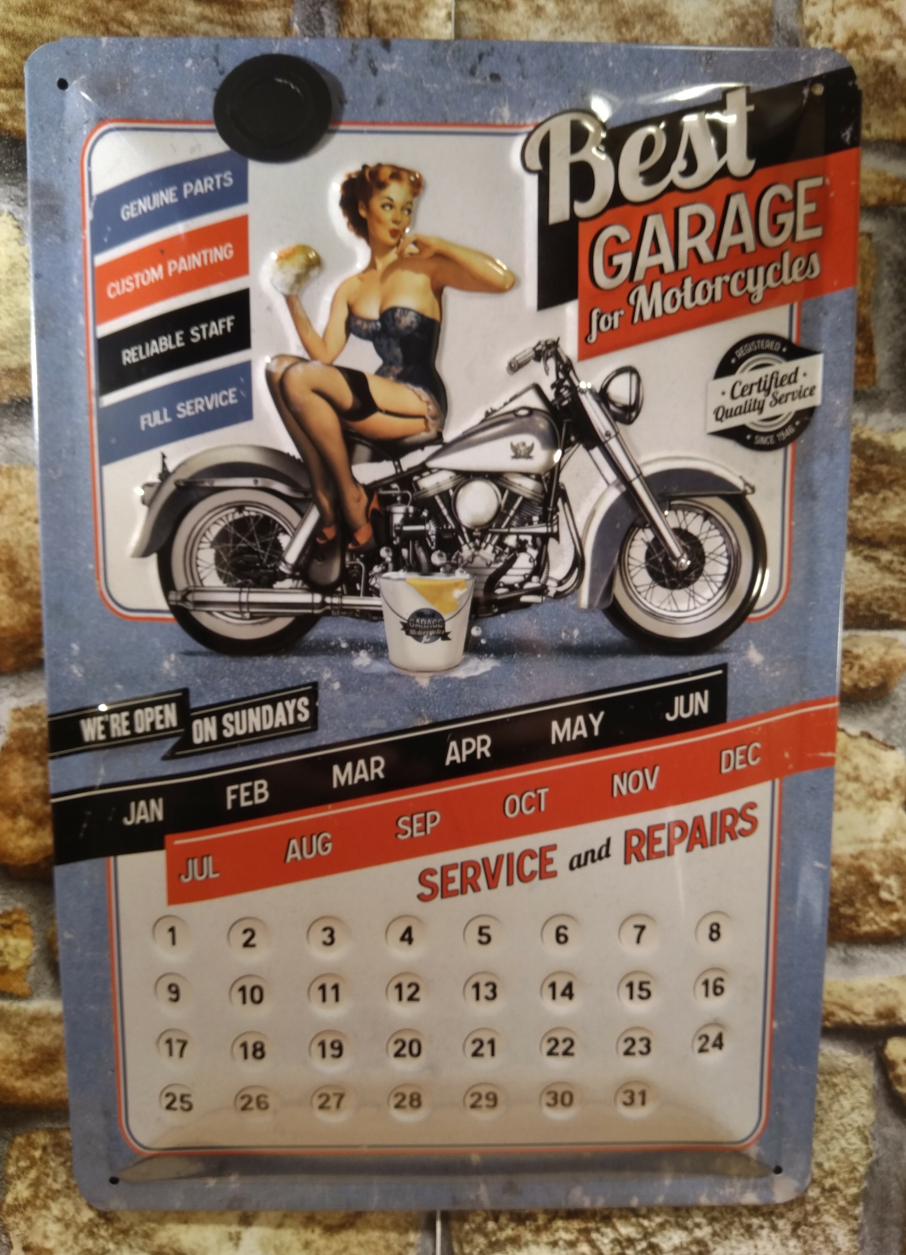 déco calendrier vintage pin-up best garage