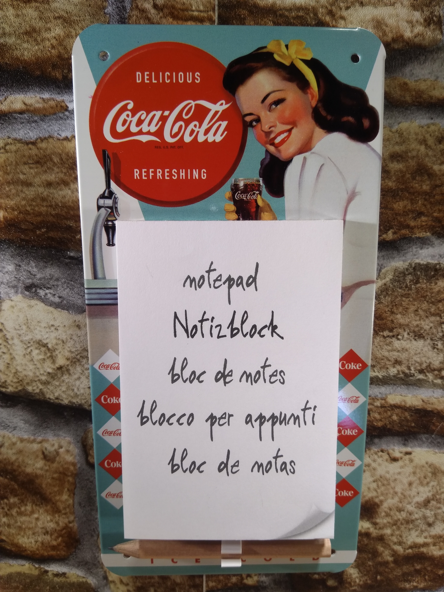 bloc note publicitaire coca-cola