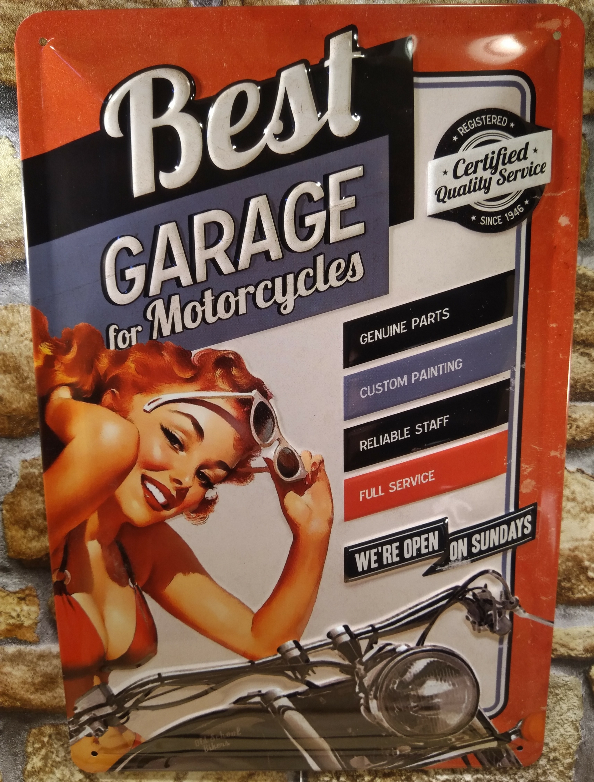 plaque métal déco vintage rétro pin-up best garage