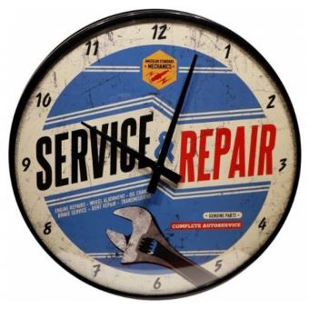 pendule-metal-ronde-service-repair-deco-garage-horloge