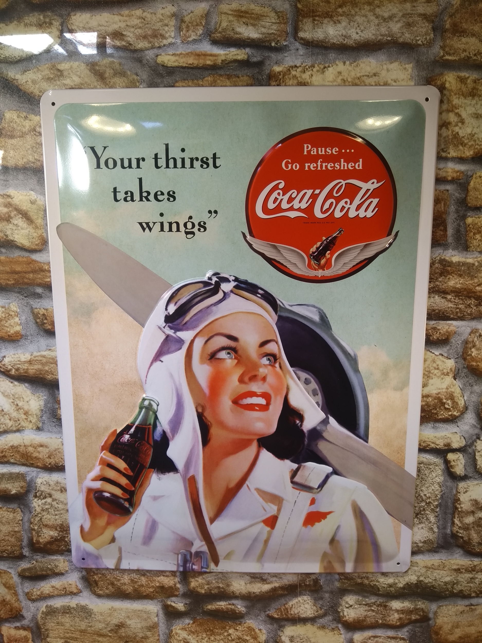 plaque métal déco publicitaire rétro vintage pin-up coca-cola