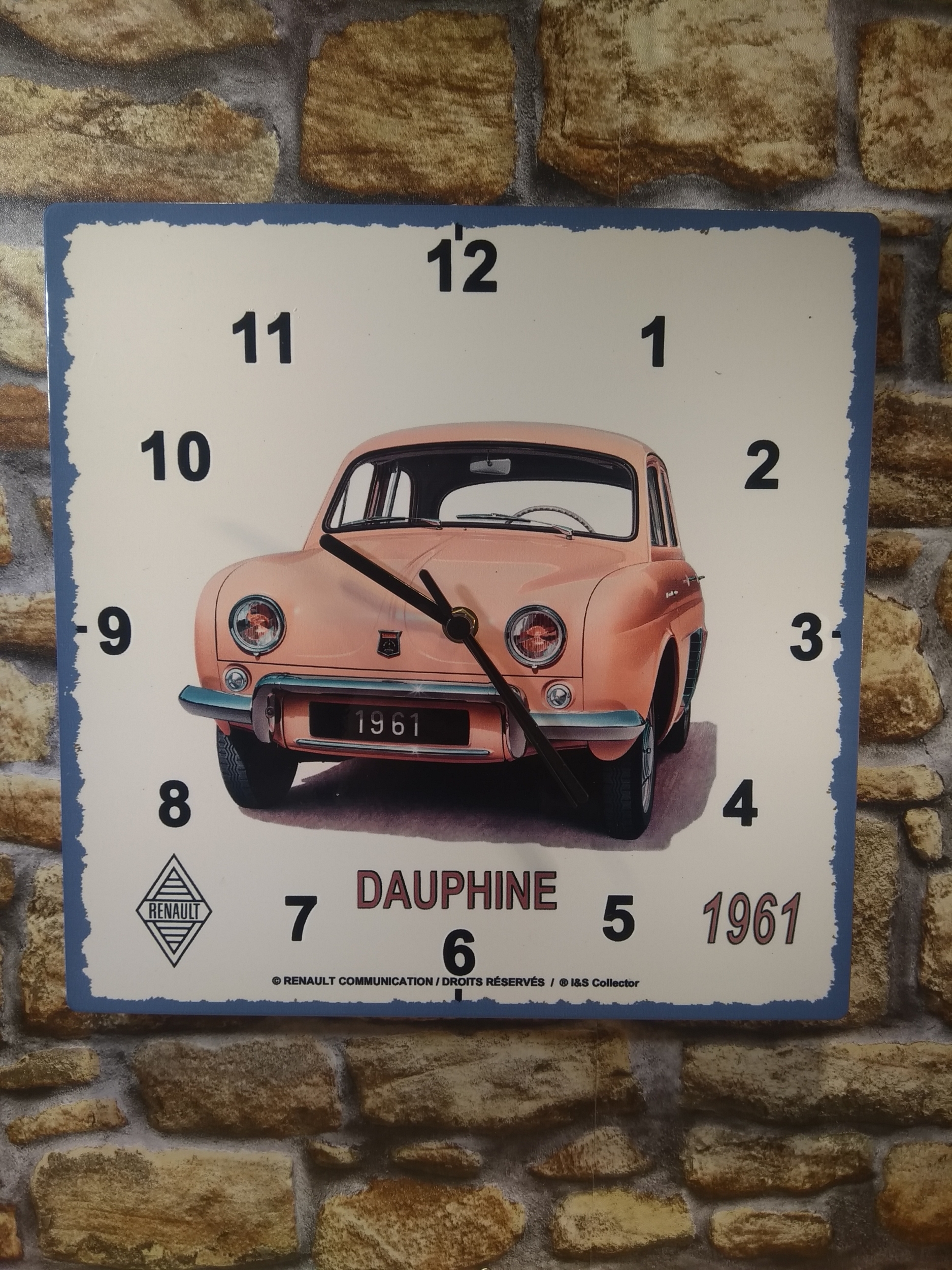 horloge métal publicitaire vintage rétro renault dauphine
