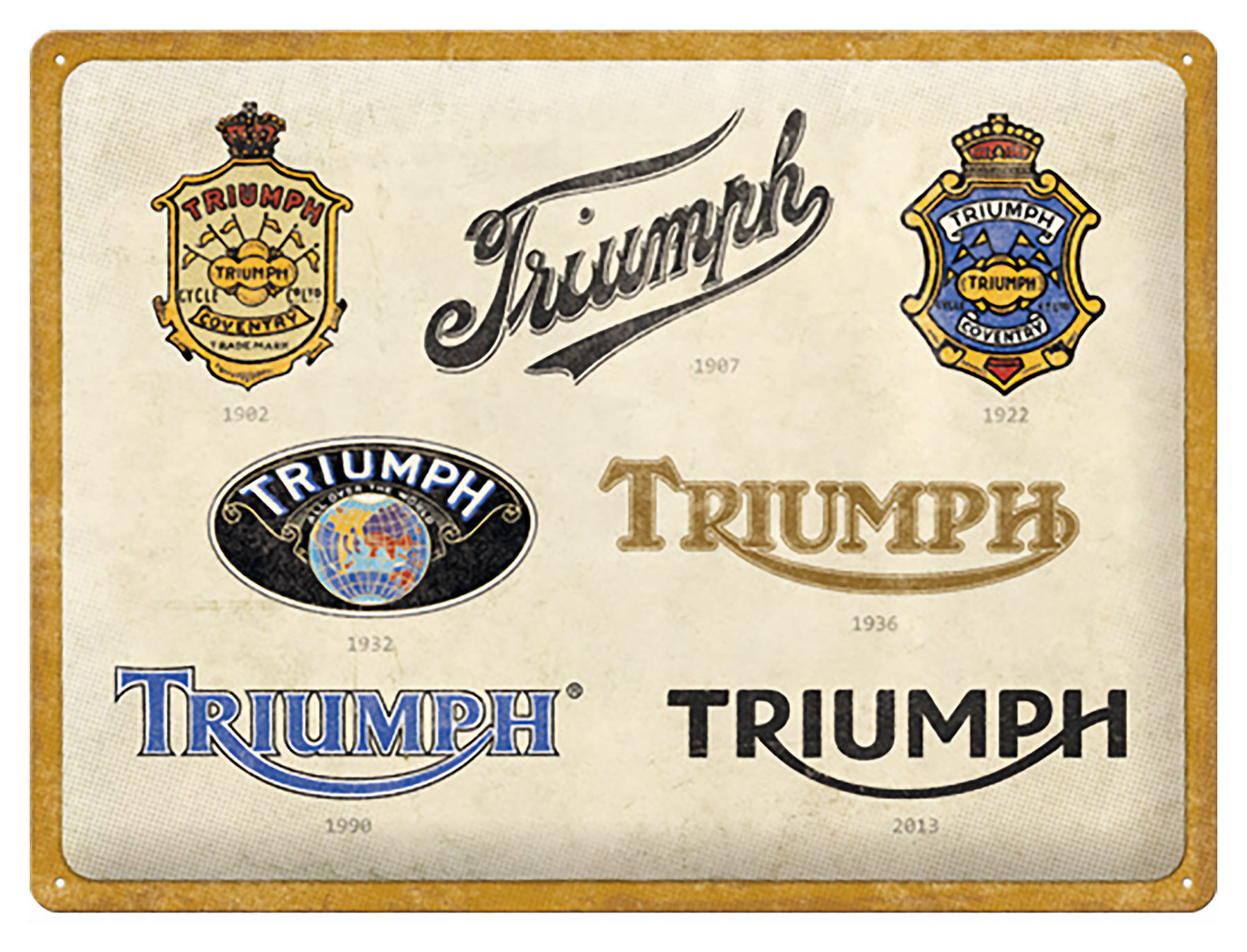 Plaque métal Triumph Logo évolution 40x30