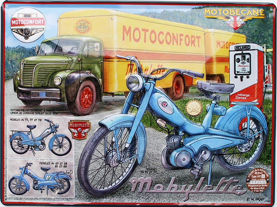 Plaque publicitaire Mobylette Motoconfort