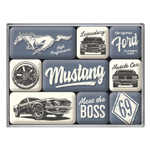 Lot de 9 magnets Ford Mustang