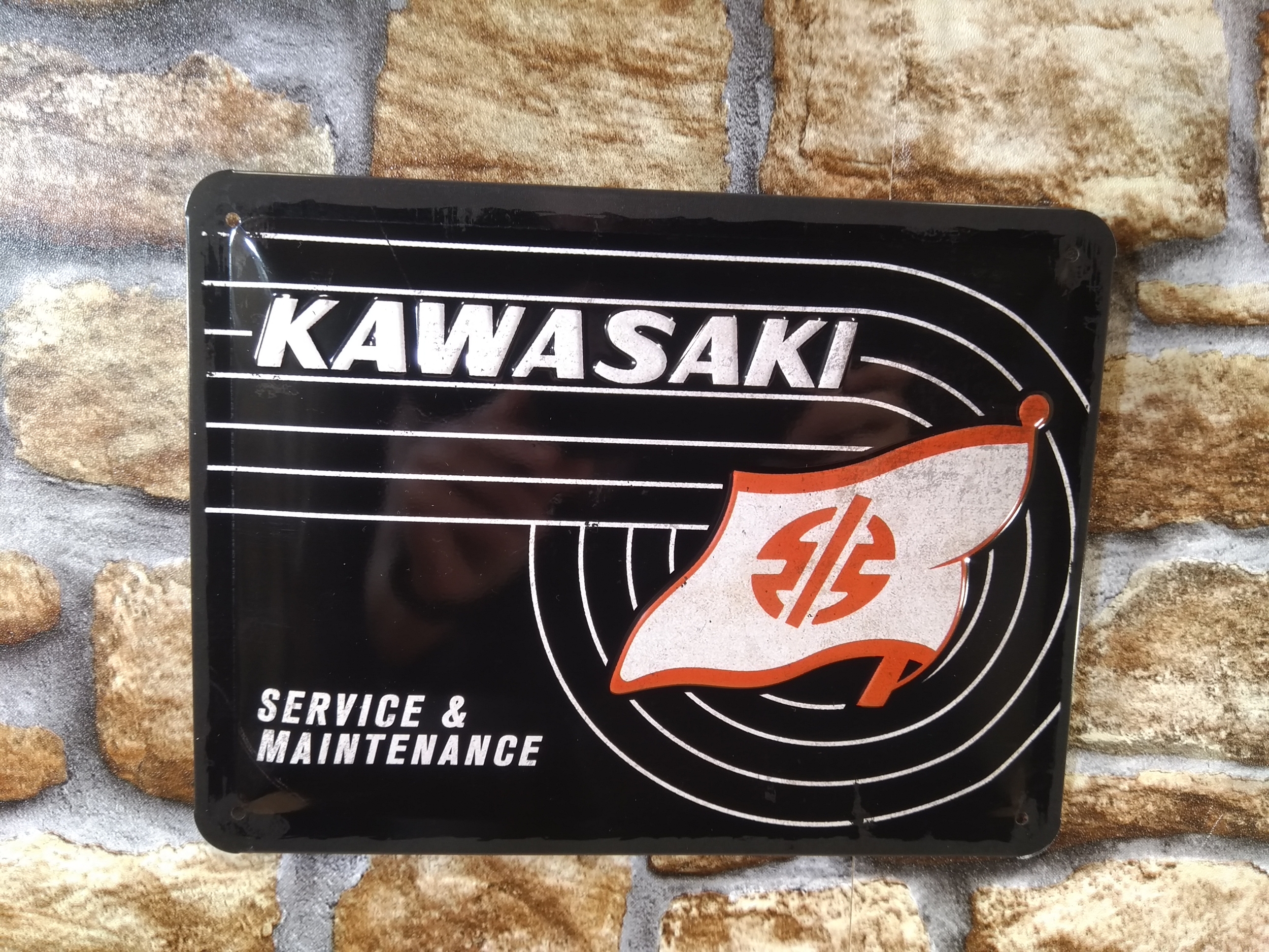 plaque métal déco moto kawasaki rétro vintage