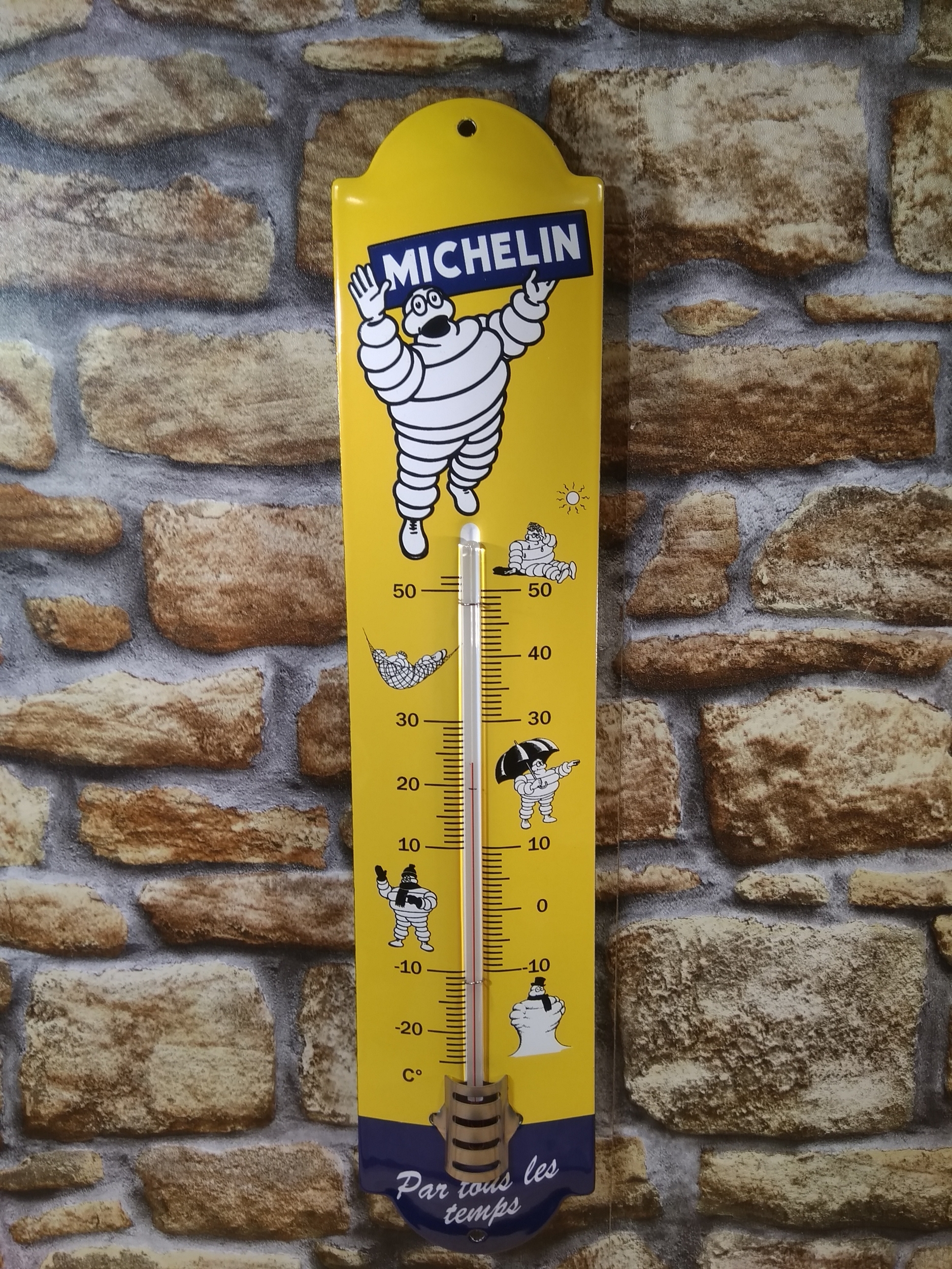 thermomètre émaillé mural déco pneus michelin