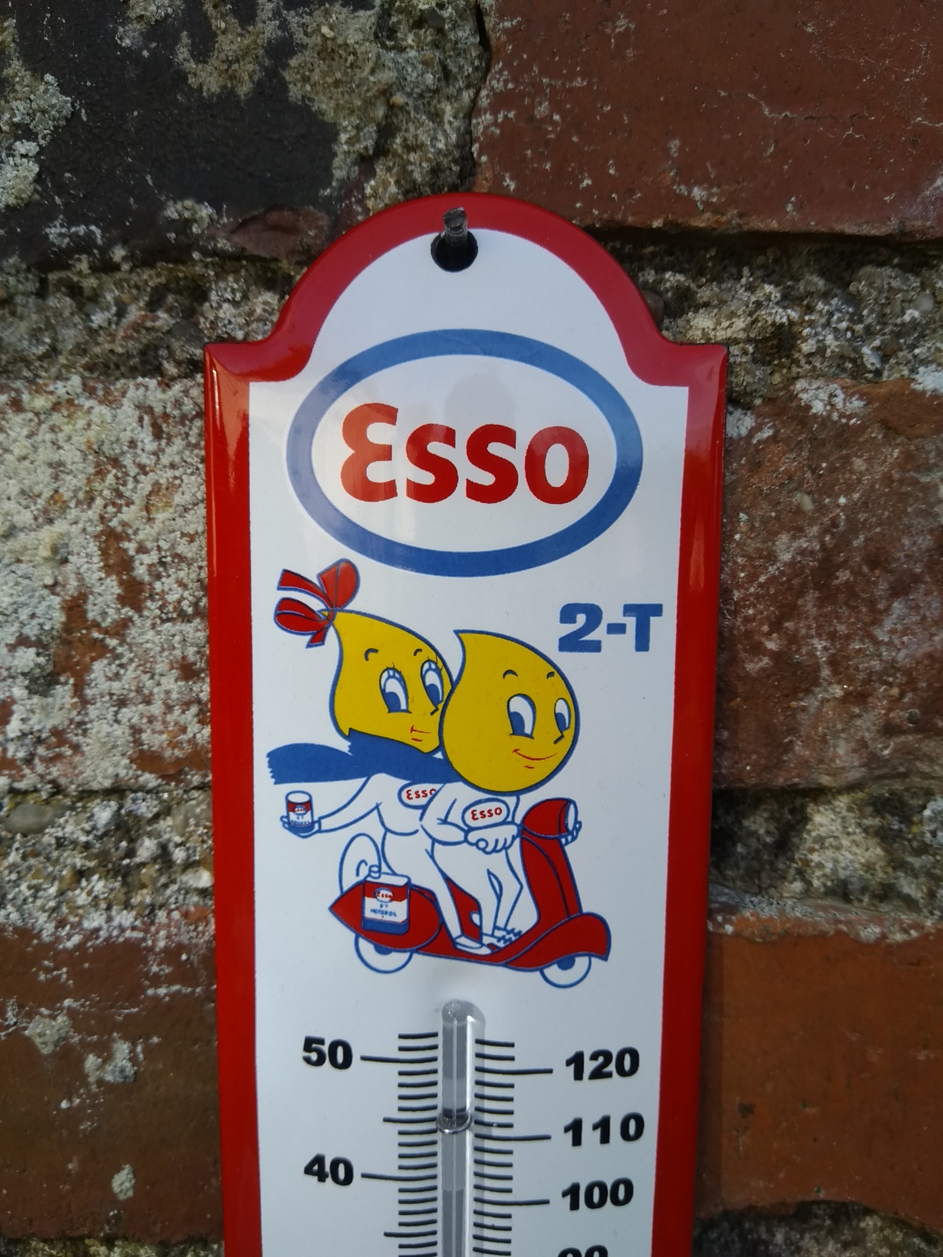 thermomètre émaillé gouttes esso