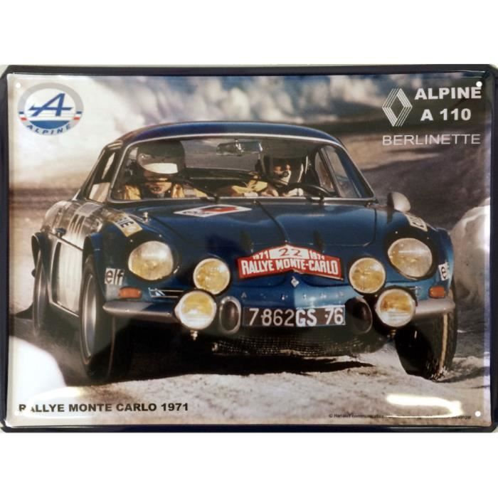 Plaque Alpine A110 Monte Carlo 1971 40x30