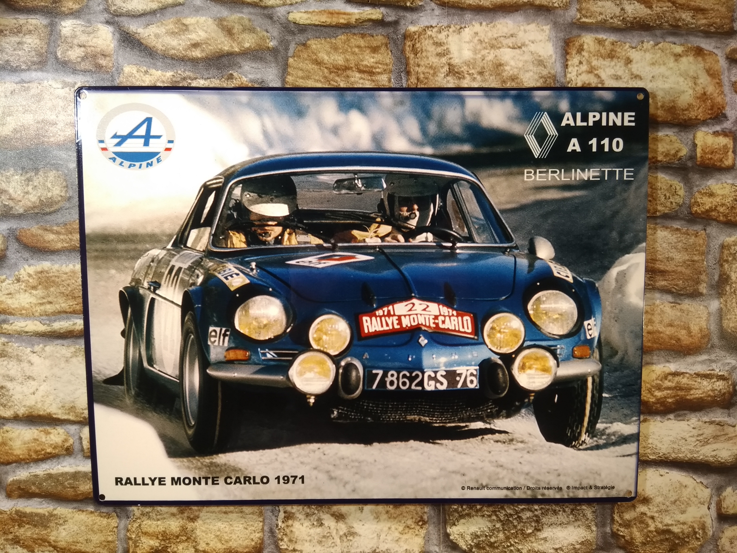 plaque métal renault alpine a110 vintage publicitaire