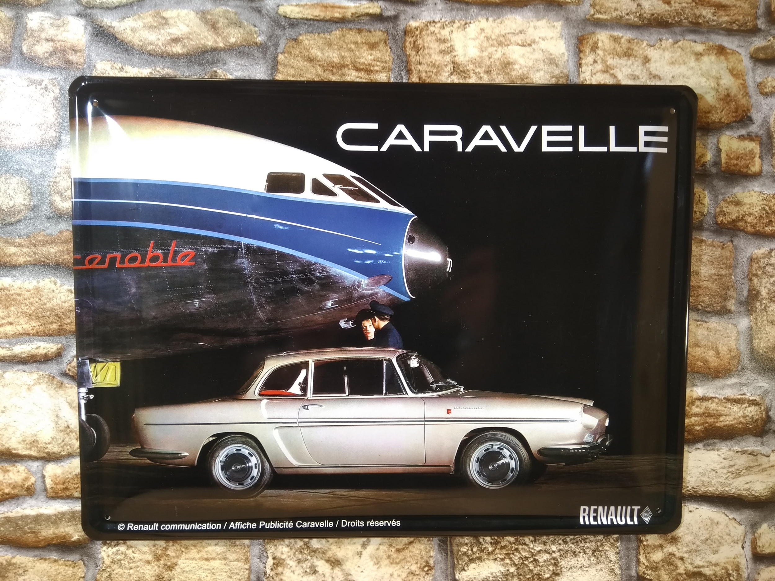 plaque métal caravelle rétro vintage