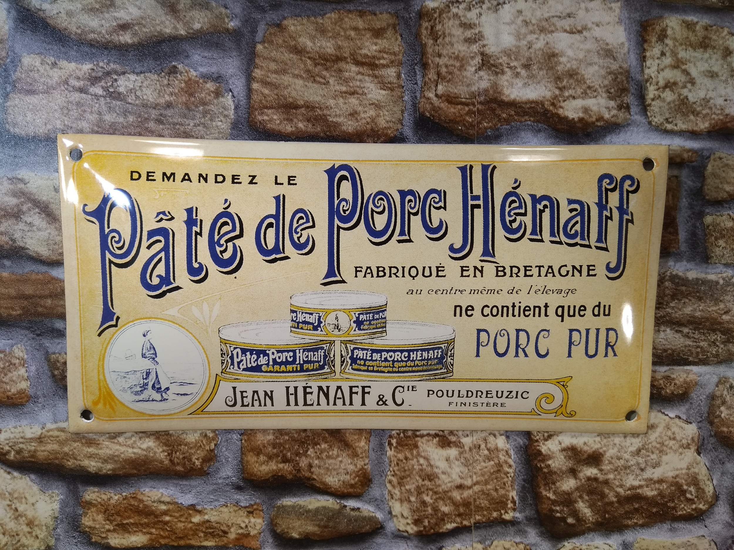 plaque émaillée pâté hénaff rétro vintage