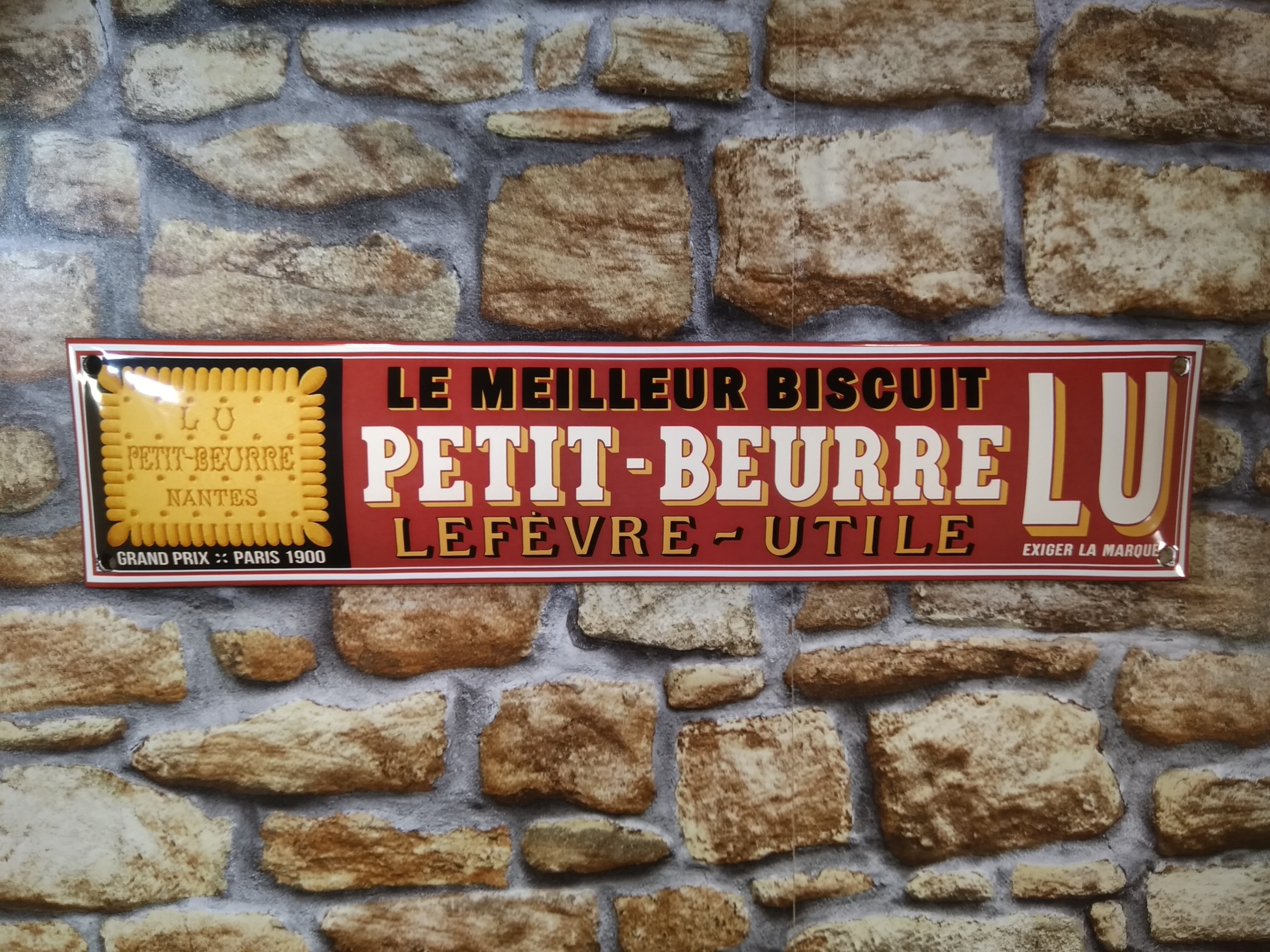 plaque émaillée publicitaire lu petit beurre