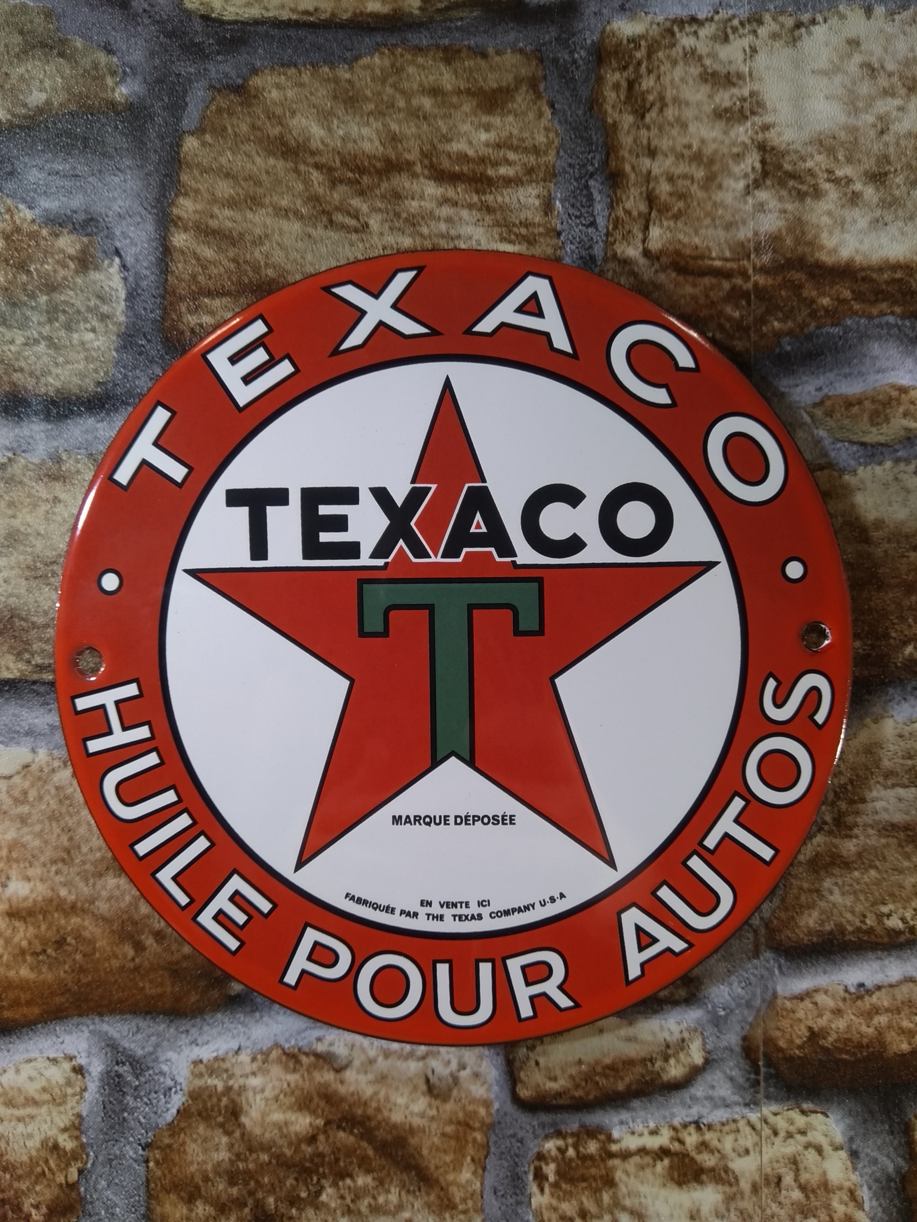 plaque émaillée publicitaire texaco