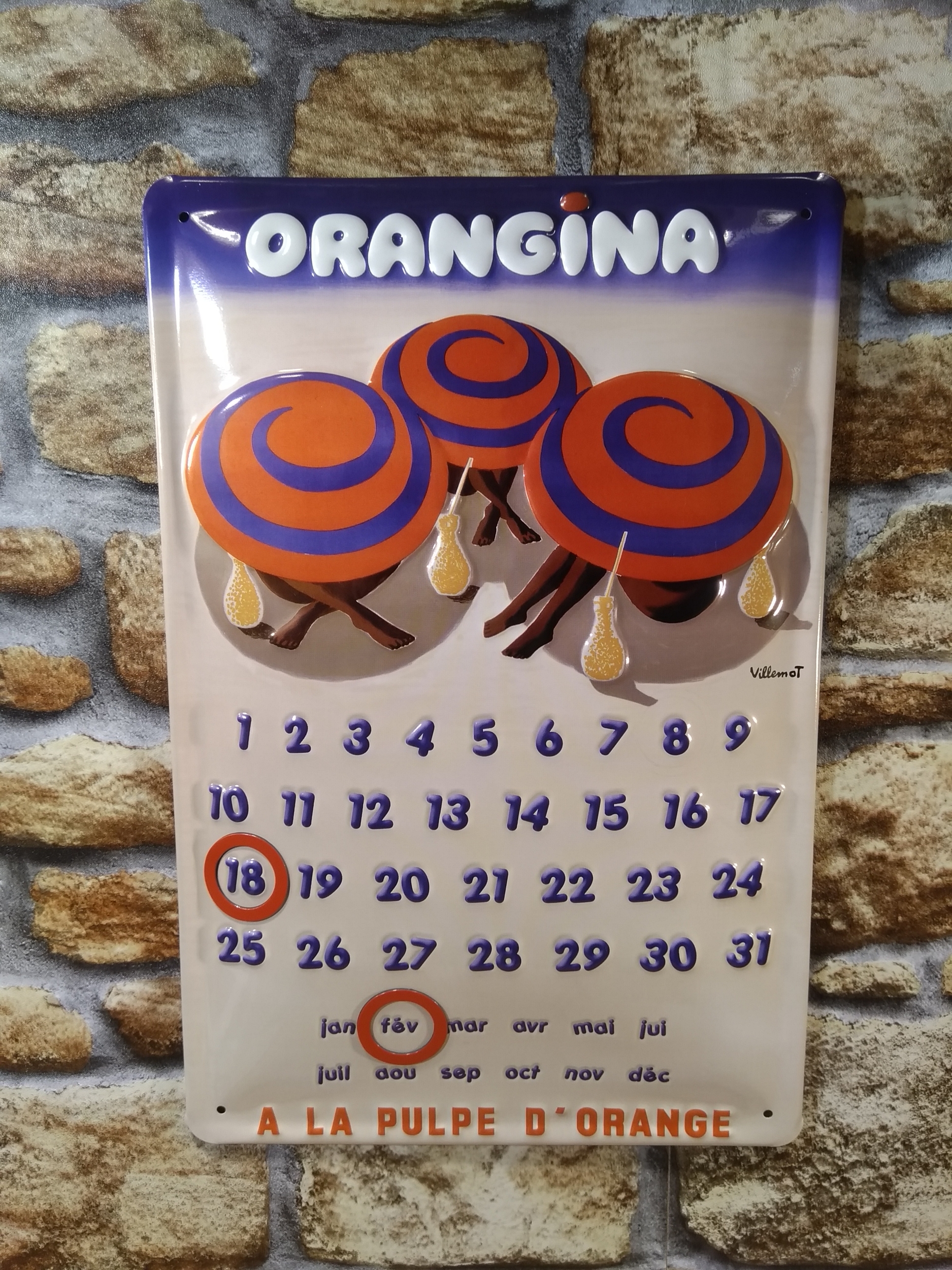 calendrier perpétuel orangina publicitaire
