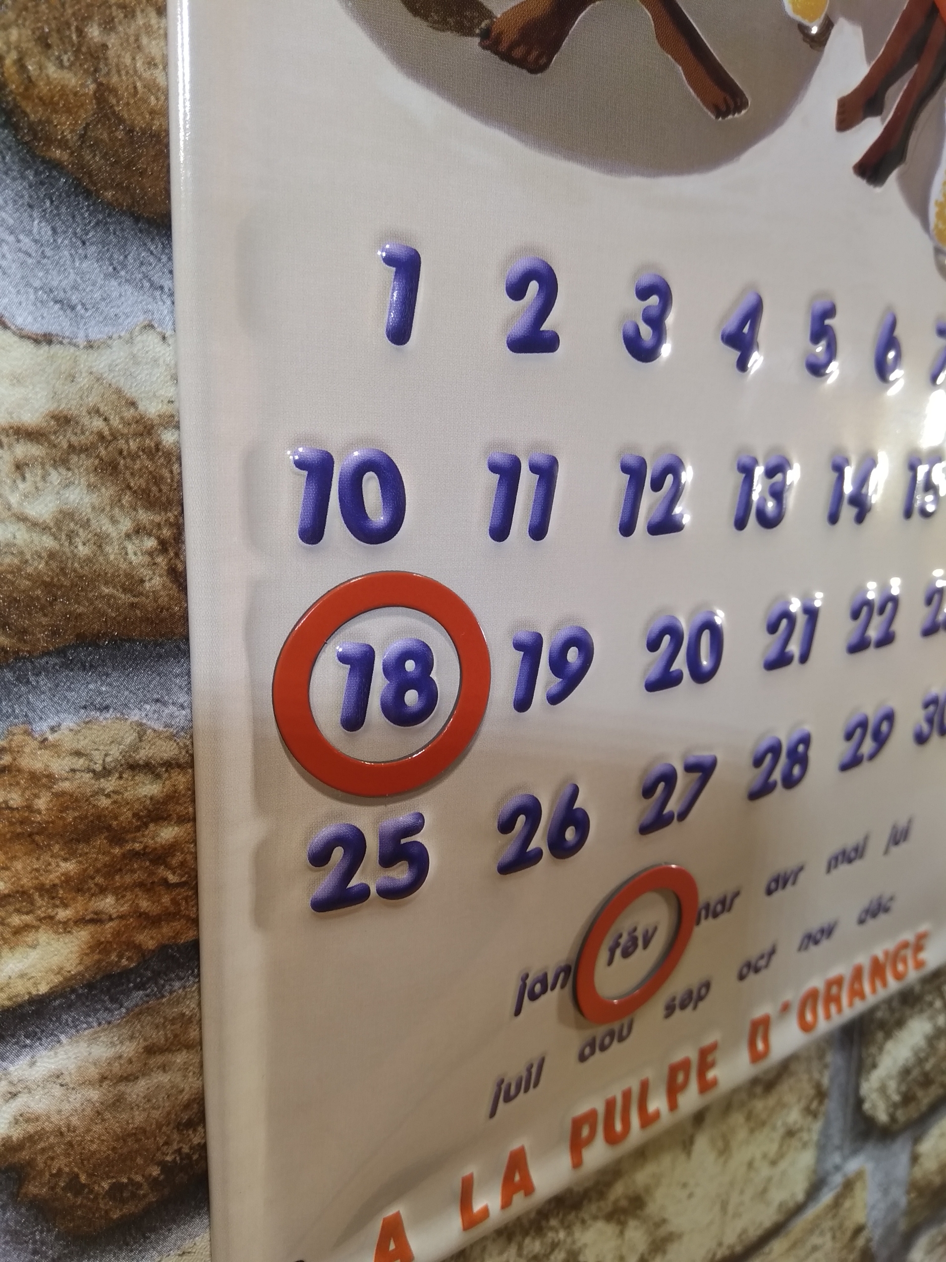 calendrier perpétuel déco orangina rétro vintage