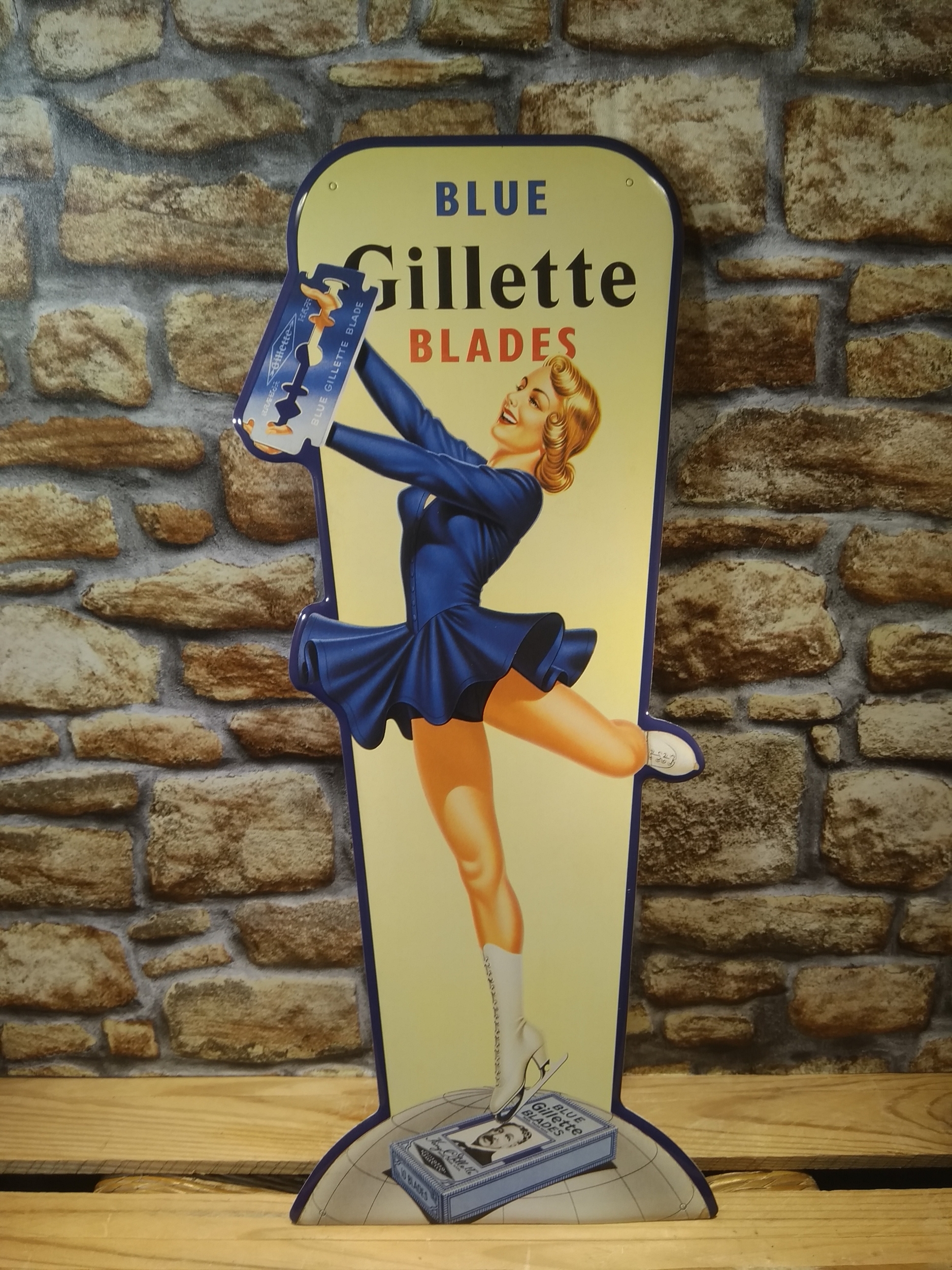 plaque déco publicitaire pin-up gillette rétro vintage